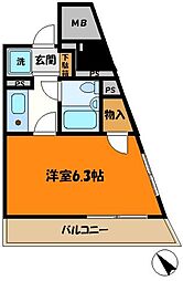 ホーユウパレス武蔵小杉 1Kの間取図画像