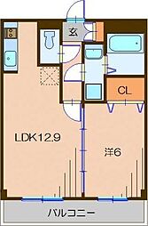 イルクオーレ 1LDKの間取図画像