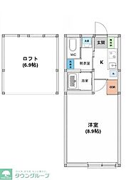 川崎市中原区小杉陣屋町1丁目アパート 1Kの間取図画像