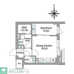 スタイリオフィット新丸子 1DKの間取図画像