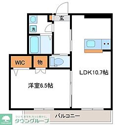 カーサソレアード 1LDKの間取図画像