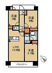 プロスペクト川崎 3LDKの間取図画像