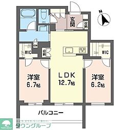 グランクロス サクラ 2LDKの間取図画像