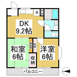 ピアサーティーIマンション 2階2DKの間取り