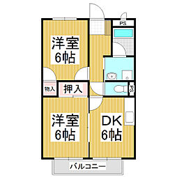 サープラスラフィーネ 2階2DKの間取り