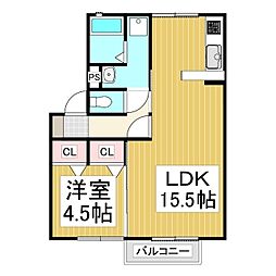 セジュールＹＡＭＡ 2階1LDKの間取り
