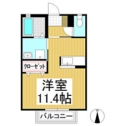 ラフィネ西脇Ｎ 1階ワンルームの間取り