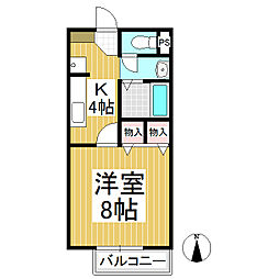 サープラス本郷 1階1Kの間取り