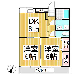 ホーリーONE 2階2DKの間取り