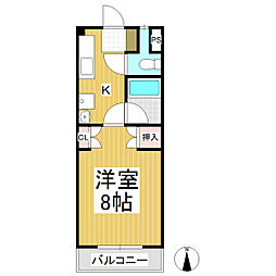 ラ・ヴィアンローズII 3階1Kの間取り