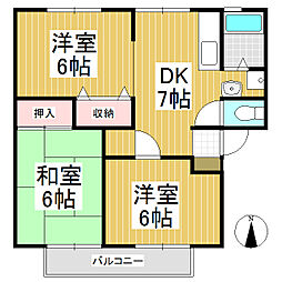 コーポラスウィンディア 1階3DKの間取り