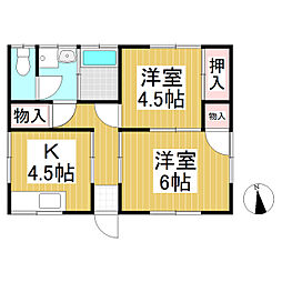 井上貸住宅 2Kの間取り