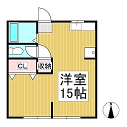 住吉サンルートマンション 1階ワンルームの間取り