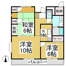 ヴィル・ポワーリエ 1階3Kの間取り
