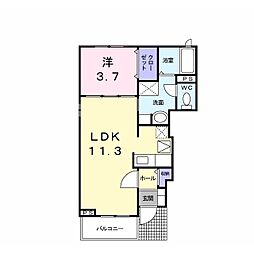 アルカンシエル・コロレＢ 1階1LDKの間取り