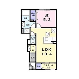 フォレストヒル 1階1LDKの間取り