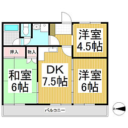 上田五番館 3DKの間取図画像