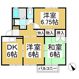 アスティオンB 3DKの間取図画像