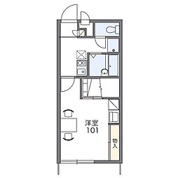 レオパレスうえだはら 1Kの間取図画像
