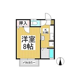 フレグランスビビッド 1Kの間取図画像