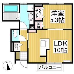 パルテール常磐城 1LDKの間取図画像
