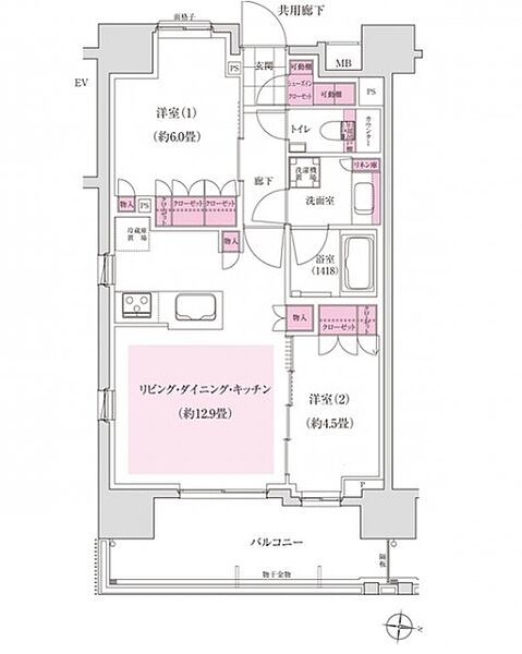 ディームス木場 404｜東京都江東区東陽１丁目(賃貸マンション2LDK・4階・55.01㎡)の写真 その2