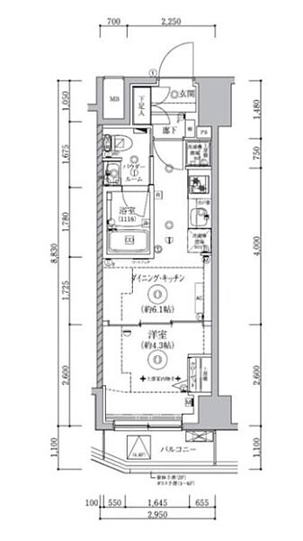 クオリタス門前仲町（QUALITAS門前仲町） 703｜東京都江東区冬木(賃貸マンション1DK・7階・25.31㎡)の写真 その2