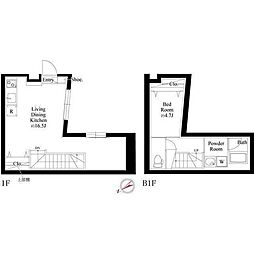 メゾンドエス（ＭＡＩＳＯＮ　ＤＥ　Ｓ） 1階1LDKの間取り