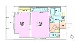 銀座レジデンス参番館 9階1LDKの間取り