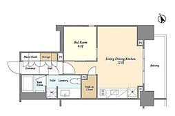 アスプライム八丁堀（ASPRIME八丁堀） 9階1LDKの間取り