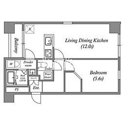 オーパスホームズ八丁堀 1LDKの間取図画像
