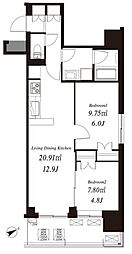 フレンシア浅草橋 2LDKの間取図画像