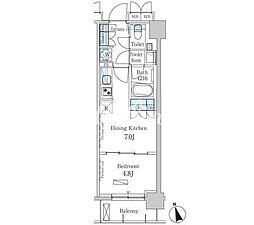 パークアクシス日本橋兜町 1DKの間取図画像