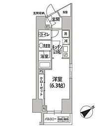 ロリエ銀座 ワンルームの間取図画像