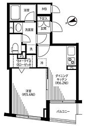 銀座レジデンス伍番館 1DKの間取図画像