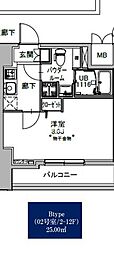 S-RESIDENCE八丁堀una 1Kの間取図画像