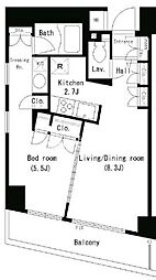 パークアクシス銀座イースト 1LDKの間取図画像