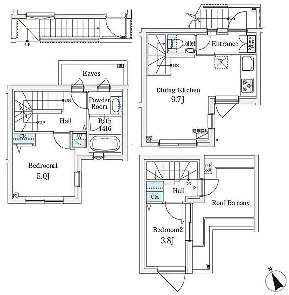 ＡＧＲＡＴＩＯ　ＴＥＲＲＡＣＥ　恵比寿(アグレシオテラスエビ 214｜東京都目黒区三田２丁目(賃貸マンション2DK・2階・53.17㎡)の写真 その2