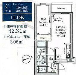 アイルグランデ品川 2階1LDKの間取り