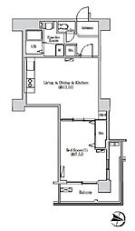 トリニティー芝浦 11階1LDKの間取り