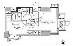 プラウドフラット南品川 2階1LDKの間取り