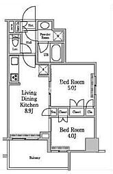 レジディア南品川II 505 5階2DKの間取り