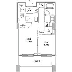パークコート麻布十番ザ・タワー 14階1LDKの間取り