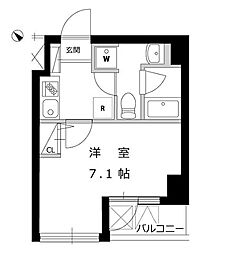 ハーモニーレジデンス田町 6階1Kの間取り