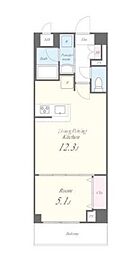 ベルヴィル品川西大井 6階1LDKの間取り