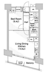 コンフォリア芝浦バウハウス 10階1LDKの間取り