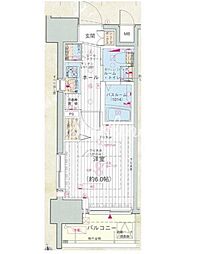 エステムプラザ品川大崎駅前レジデンシャル 12階1Kの間取り