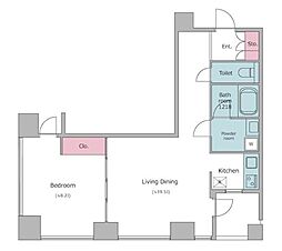 レジディアタワー麻布十番 1LDKの間取図画像