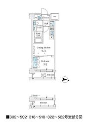 J.GRANCourt品川西大井WEST 1DKの間取図画像