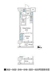 J.GRANCourt品川西大井WEST 1DKの間取図画像